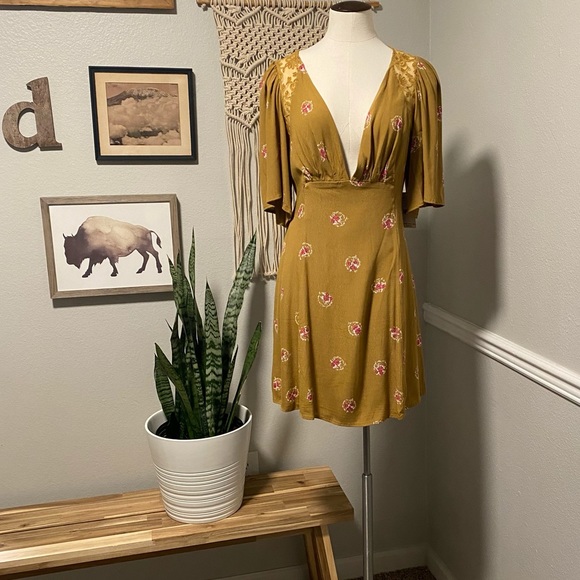 free people mockingbird mini dress NWT Free People Clove Mockingbird Mini Dress